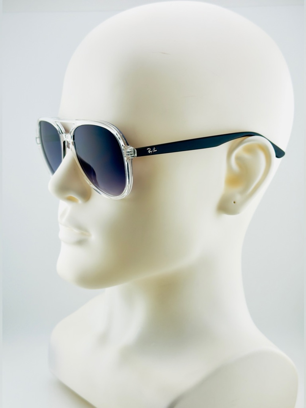 Ray-Ban Aviator Sunglasses RB4376 Transparent Frame with Gradient Dark Gray Lens - Picture 5 of 16